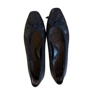 Born Black Snake Embossed Leather Ballet Flats Bow Detail Slip On Shoes Women 7